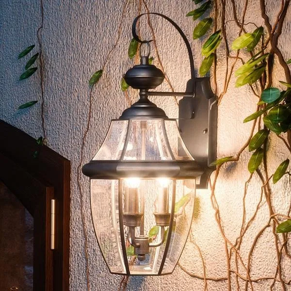 UQL1146 Colonial Outdoor Wall Light, 22.5"H x 12.25"W, Black Silk Finish, Cambridge Collection — Urban Ambiance LED Wall Lights  3000K