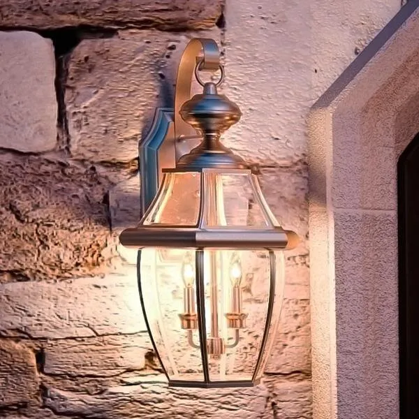 UQL1145 Colonial Outdoor Wall Light, 20"H x 10.5"W, Aged Silver Finish, Cambridge Collection — Urban Ambiance LED Wall Lights  3000K