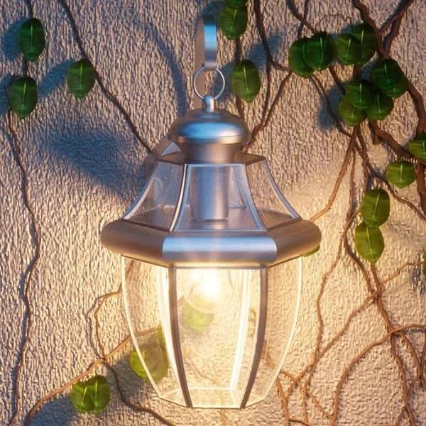 UQL1143 Colonial Outdoor Wall Light, 14"H x 8"W, Aged Silver Finish, Cambridge Collection — Urban Ambiance LED Wall Lights  3000K