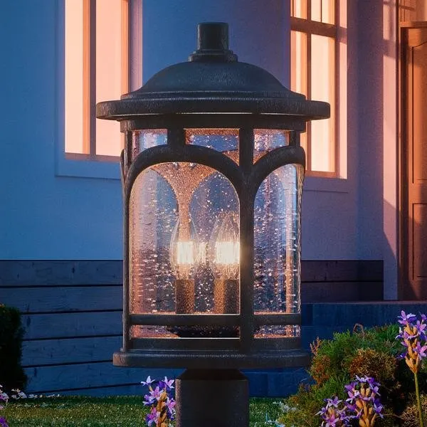 UQL1107 Rustic Outdoor Post Light, 19"H x 11"W, Parisian Bronze Finish, Sydney Collection, Marine-Grade Construction — Urban Ambiance LED Lighting Controls  3000K