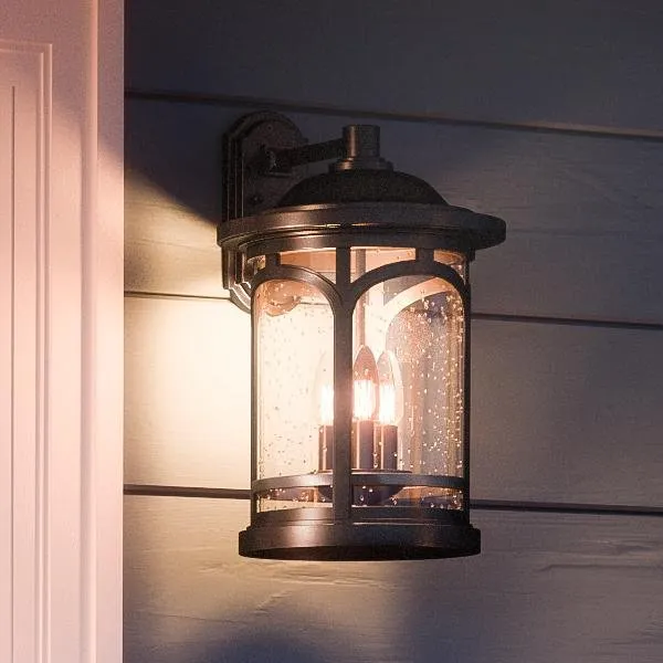 UQL1104 Rustic Outdoor Wall Light, 17.75"H x 11"W, Black Silk Finish, Sydney Collection, Marine-Grade Construction — Urban Ambiance LED Wall Lights  3000K