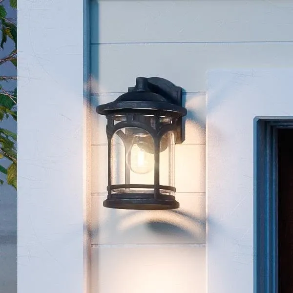 UQL1100 Rustic Outdoor Wall Light, 11"H x 7"W, Black Silk Finish, Sydney Collection, Marine-Grade Construction — Urban Ambiance LED Wall Lights  3000K
