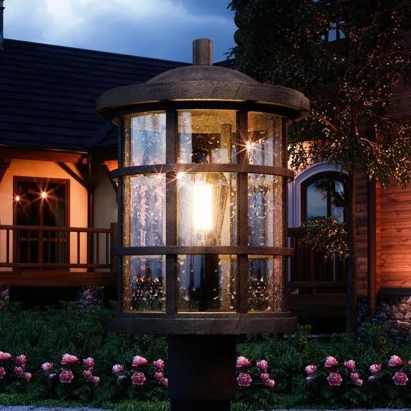 UQL1046 Craftsman Outdoor Post Light, 17.25"H x 10"W, Natural Black Finish, Vienna Collection, Marine-Grade Construction — Urban Ambiance LED Lighting Controls  3000K