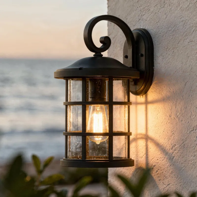 UQL1044 Craftsman Outdoor Wall Light, 17.75"H x 10"W, Natural Black Finish, Vienna Collection, Marine-Grade Construction — Urban Ambiance LED Wall Lights  3000K