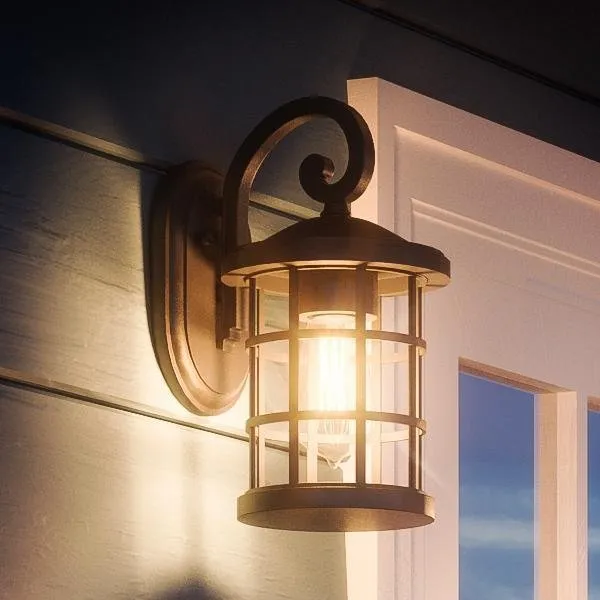 UQL1040 Craftsman Outdoor Wall Light, 11"H x 6"W, Natural Black Finish, Vienna Collection, Marine-Grade Construction — Urban Ambiance LED Wall Lights  3000K