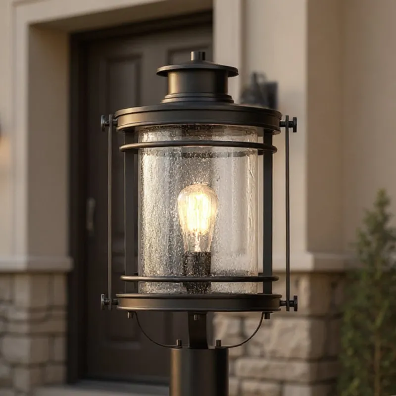 UQL1010 Mid-Century Modern Modern Outdoor Post Light, 19.5"H x 10.5"W, Black Silk Finish, Cannes Collection — Urban Ambiance LED Linear Lights  3000K