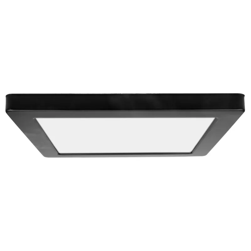 ModPLUS LED Square Flush Mount Ceiling Light, 18W, 1800 Lumens, 3000K, 120-277V, Black, Brushed Steel, Chrome, or White — Warehouse Lighting LED Post Top Lights 18.0W 3000K