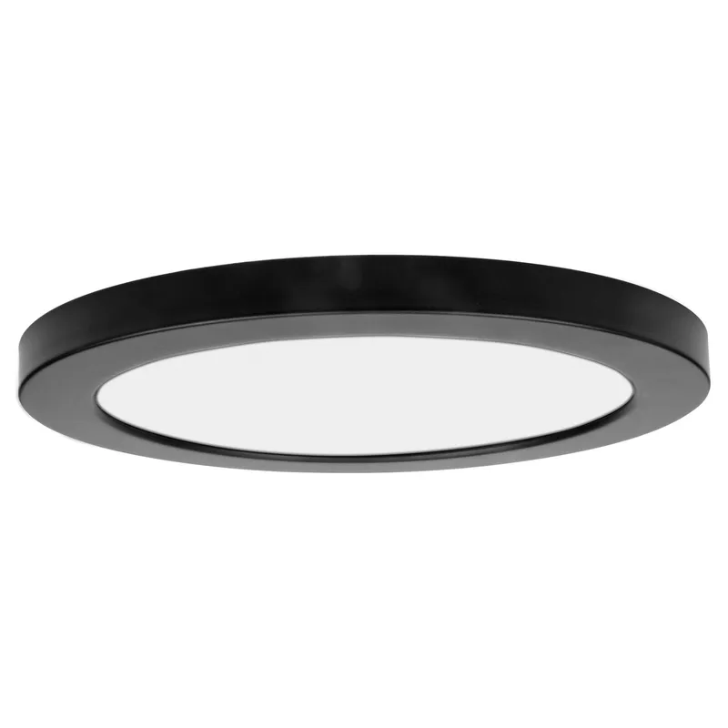 7" ModPLUS LED Flush Mount Ceiling Light, 12W, 1400 Lumens, 3000K, 120-277V, Black, Brushed Steel, Chrome, or White — Warehouse Lighting LED Post Top Lights 12.0W 3000K