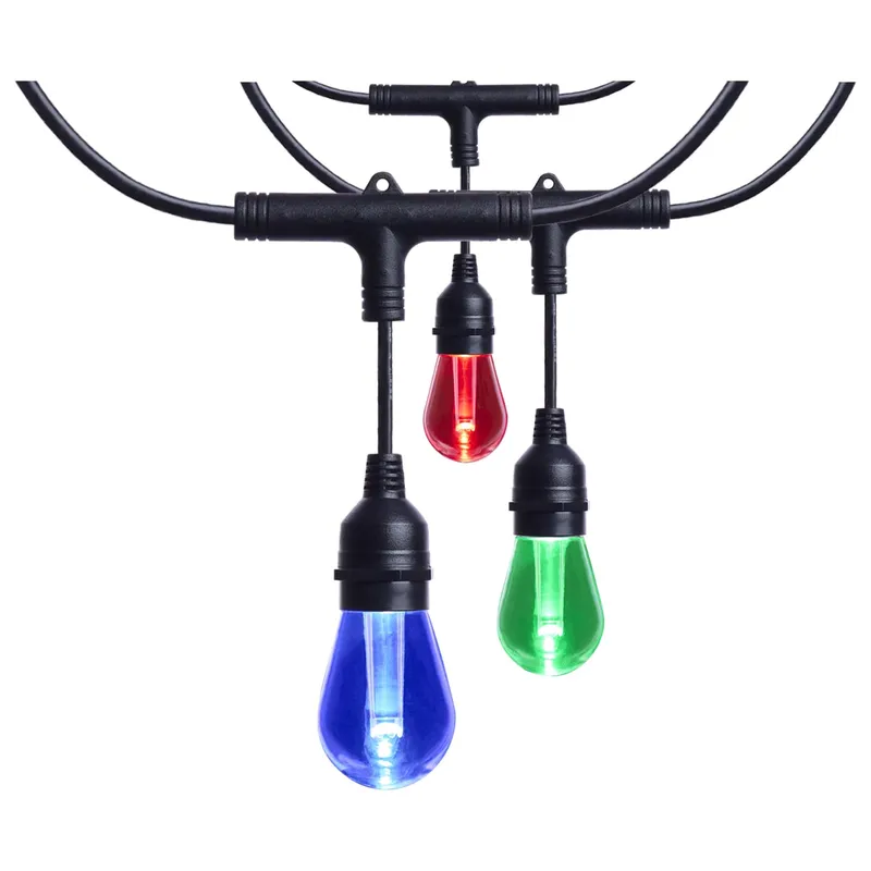 Starfish; 24 Foot LED String Light; 12-S14 Lamps; IOT; RGBTW; Black; 120 Volt — Warehouse Lighting LED Bollards & Pathway Lights 7.0W 3000K