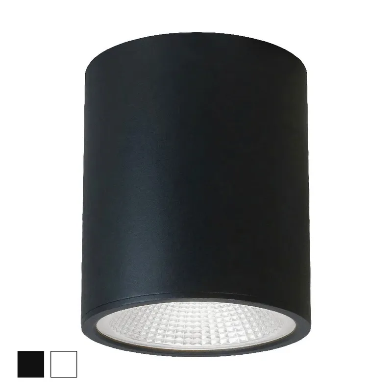 8" LED Architectural Cylinder Light Fixture, 6300 Lumen Max, Wattage and CCT Selectable, 120-277V, Black or White Finish — Warehouse Lighting LED Linear Lights 16.0W 