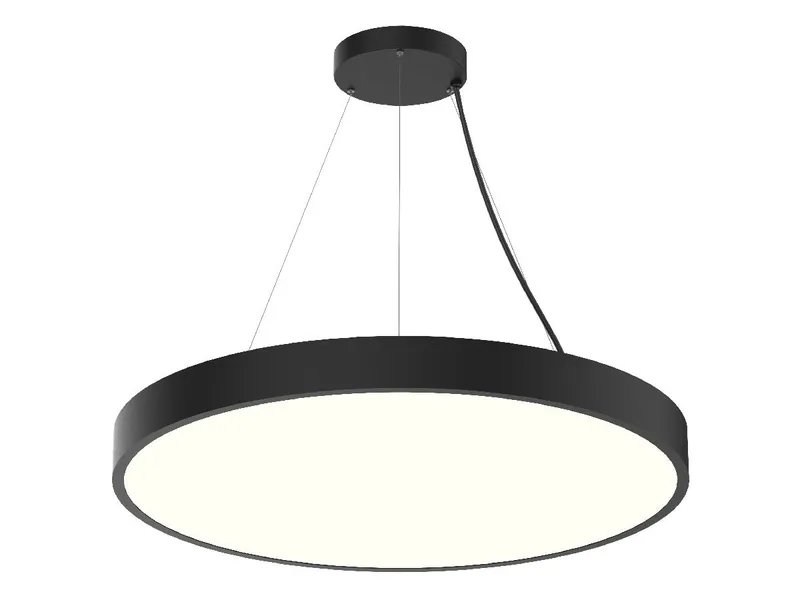 36" LED Round Pendant Light, 15,600 Lumen Max, Wattage and CCT Selectable, 120-277V, White or Black Finish — Warehouse Lighting LED Linear Lights  