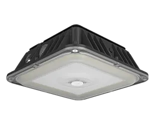 LED Canopy Light, 4453 Lumen Max, Wattage and CCT Selectable,120-277V, Integrated Photocell, Battery Backup Option, Bronze or White Finish — Warehouse Lighting LED Area Lights 20.0W 3000K