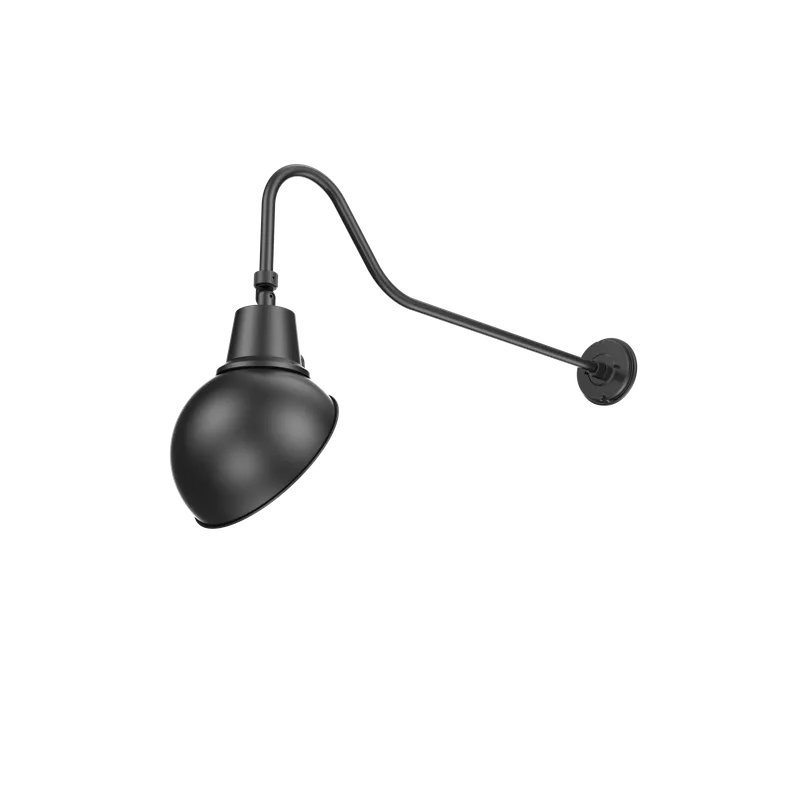 LED Gooseneck Light Fixture, 3250 Lumen Max, Wattage and CCT Selectable, 120-277V, Dome Shade, Black — Warehouse Lighting LED Landscape Lights  