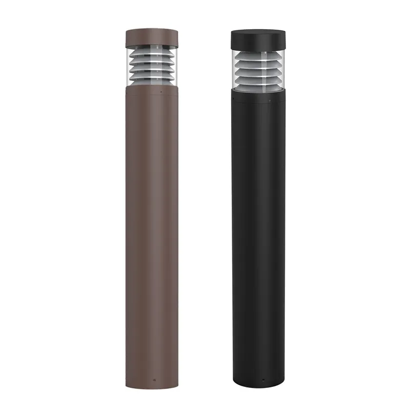 Commercial LED Bollard Light - 1800LM Max, CCT & Wattage Selectable, Flat Top Louver Reflector, Modular, 6-8" Retrofit Base, Black or Bronze — Warehouse Lighting LED Downlights  