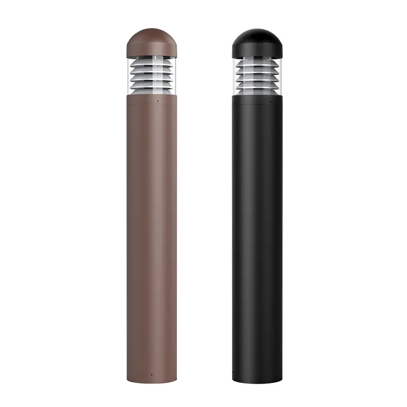 Commercial LED Bollard Light - 1800LM Max, CCT & Wattage Selectable, Dome Top Louver Reflector, Modular, 6-8" Retrofit Base, Black or Bronze — Warehouse Lighting LED Downlights  