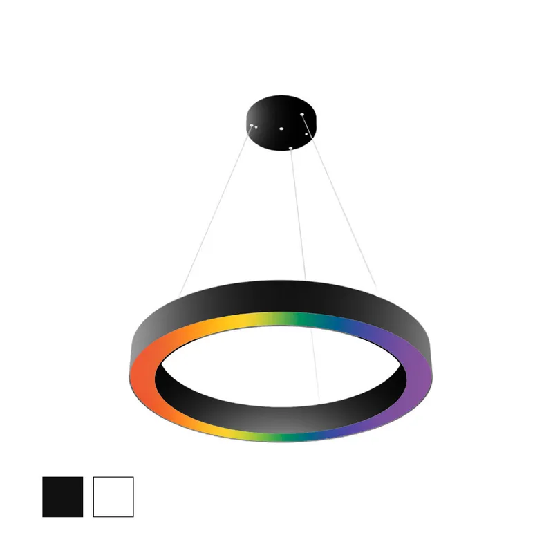 24" LED RGBW Round Pendant Light, 4000 Lumen Max, 40W, CCT Selectable, 120-277V, White or Black Finish — Warehouse Lighting LED Linear Lights 40.0W 