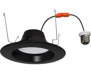6" Retrofit Downlight, 1300 Lumen Max, Wattage and CCT Selectable, 120V, Black Finish — Warehouse Lighting LED Downlights 7.5W 2700K