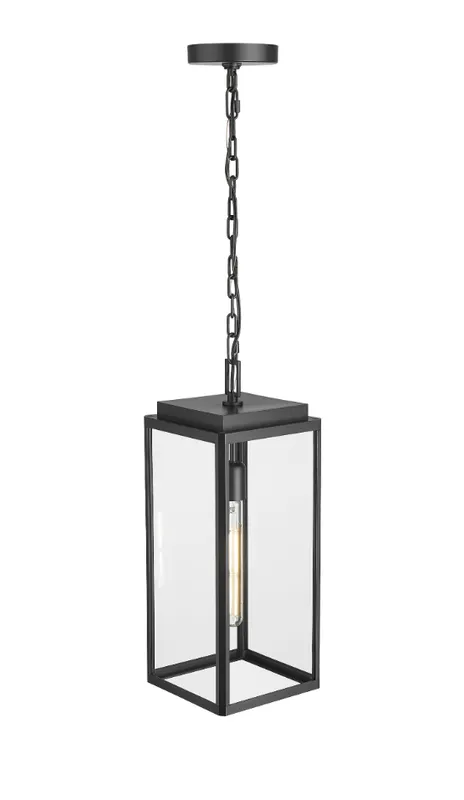 Alpharetta 7.5" 1-Light Outdoor Hanging Lantern - Powder Coated Black — Warehouse Lighting LED Landscape Lights 60.0W 