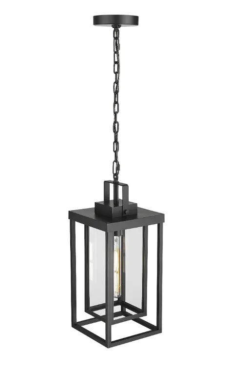 McDonough 8" 1-Light Outdoor Hanging Lantern - Powder Coated Black — Warehouse Lighting LED Landscape Lights 60.0W 