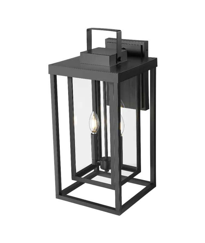 McDonough 22.25" High 2-Light Outdoor Wall Lantern - Powder Coated Black — Warehouse Lighting LED Wall Lights 60.0W 