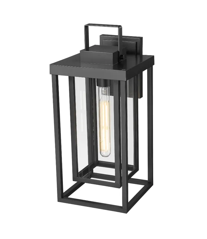 McDonough 18" High 1-Light Outdoor Wall Lantern - Powder Coated Black — Warehouse Lighting LED Wall Lights 60.0W 