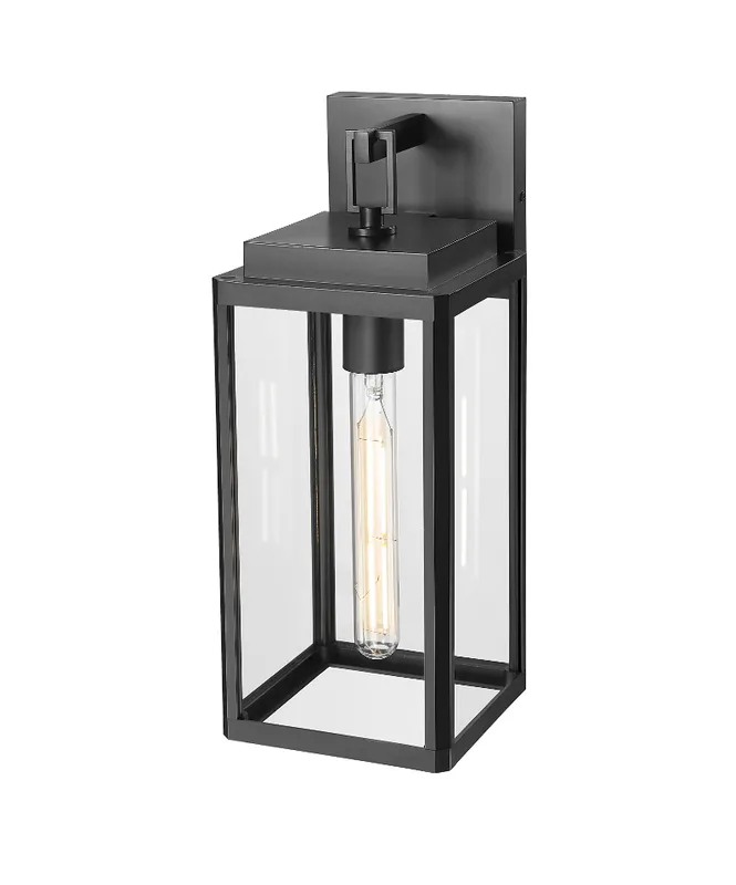 Alpharetta 15.5" High 1-Light Outdoor Wall Lantern - Powder Coated Black — Warehouse Lighting LED Wall Lights 60.0W 