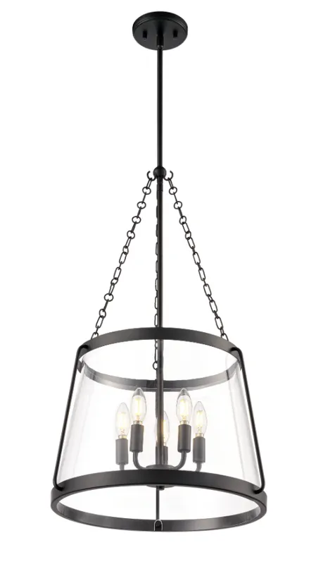Adabella 17.75" 5-Light Pendant - Matte Black, Polished Nickel, or Vintage Brass — Warehouse Lighting LED Landscape Lights 60.0W 