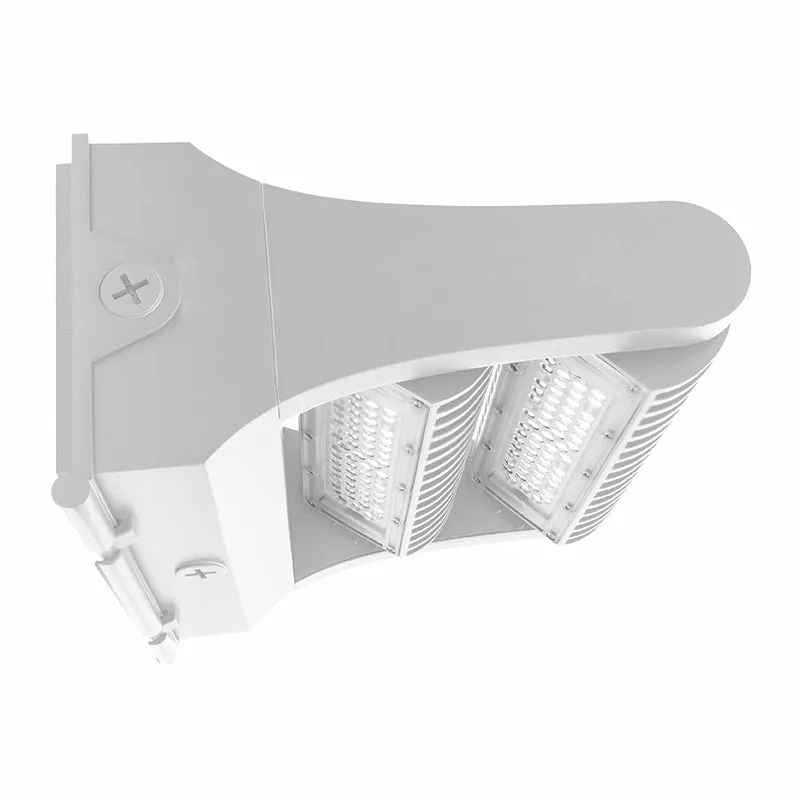LED Adjustable Wall Pack, 7800 Lumen Max, Wattage and CCT Selectable, 120-277V, White Finish — Warehouse Lighting LED Wall Lights  