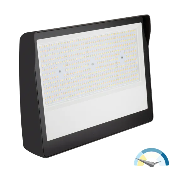 LED Flood Light, 30,000 Lumen Max, Wattage and CCT Selectable, 120-277V, Integrated Photocell — Warehouse Lighting LED Flood Lights 100.0W 3000K