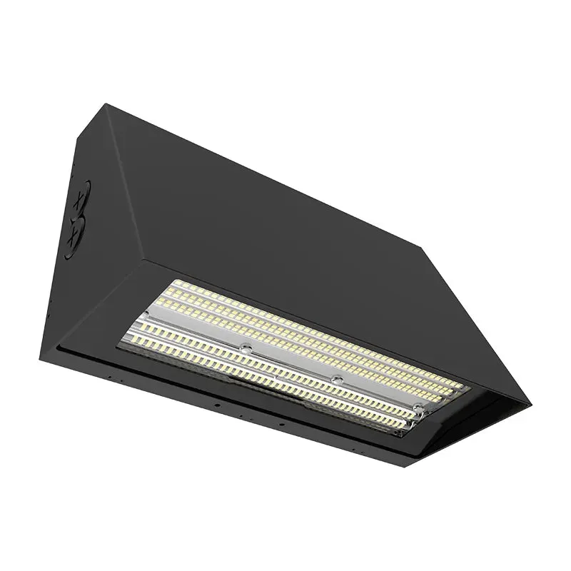 LED Cutoff Wall Pack, 13,500 Lumen Max, Wattage and CCT Selectable, Adjustable Throw, Integrated Photocell, 120-277V — Warehouse Lighting LED Wall Lights  