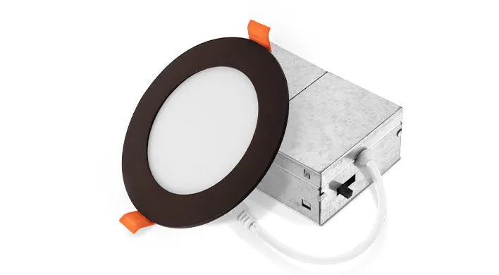 6PK 6" LED Round Wafer Recessed Mini Panel, 12W, CCT Selectable, 120V, Black, Bronze, Nickel, or White — Warehouse Lighting LED Downlights 12.0W 2700K