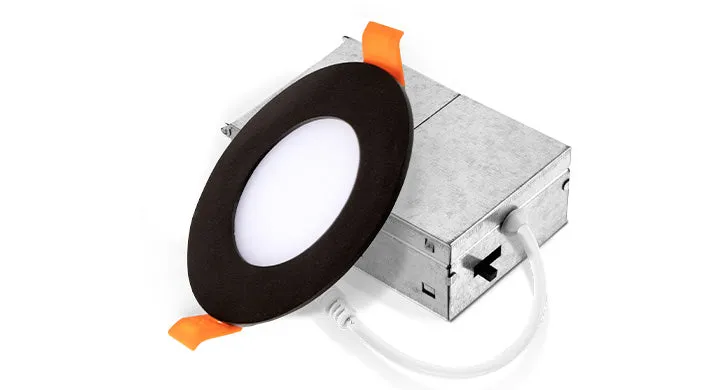 3" LED Round Wafer Recessed Mini Panel, 6W, CCT Selectable, 120V, Black or White — Warehouse Lighting LED Downlights 6.0W 2700K
