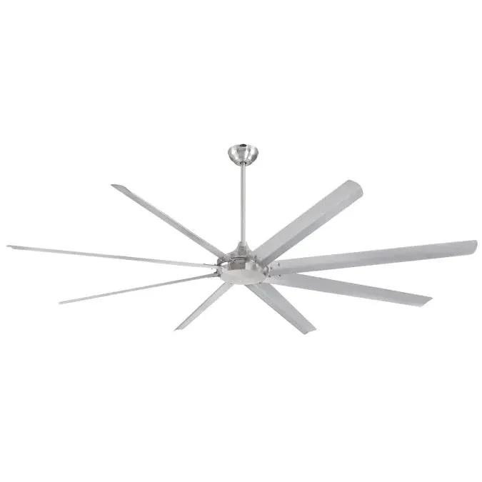 Widespan 100" 8-Blade Industrial Ceiling Fan, Brushed Nickel Finish — Warehouse Lighting LED Post Top Lights 115.0W 