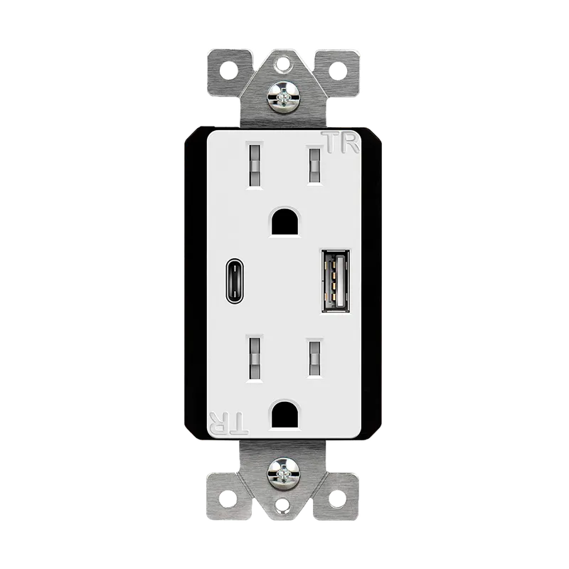 5.8A USB Type A/Type-C Wall  Outlet Charger with 15A  Tamper-Resistant Receptacle — Warehouse Lighting LED Landscape Lights  