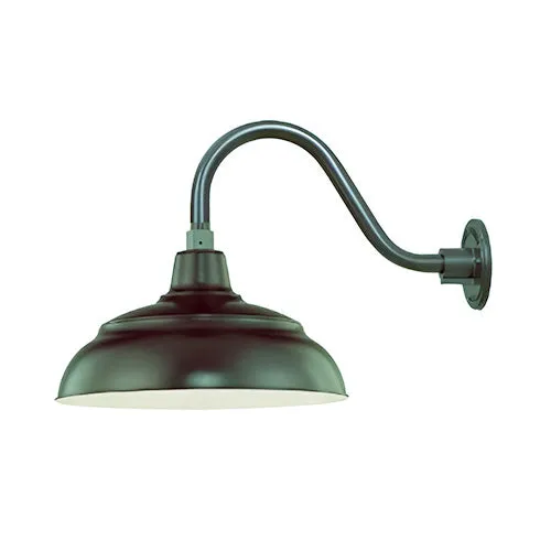 Millennium Lighting 14" RLM Warehouse Shade With Selected Goose Neck Mount and Wire Guard, Satin Green Finish — Warehouse Lighting LED Bulbs & Lamps 200.0W 