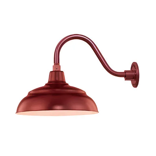 Millennium Lighting 14" RLM Warehouse Shade With Selected Goose Neck Mount and Wire Guard, Satin Red Finish — Warehouse Lighting LED Bulbs & Lamps 200.0W 
