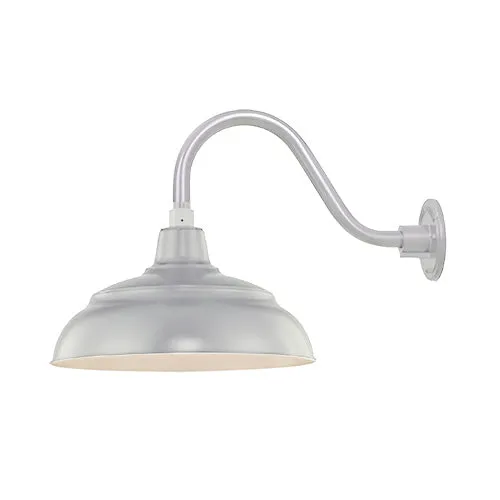 Millennium Lighting 14" RLM Warehouse Shade With Selected Goose Neck Mount and Wire Guard, Galvanized Finish — Warehouse Lighting LED Bulbs & Lamps 200.0W 
