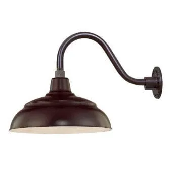 Millennium Lighting 14" RLM Warehouse Shade With Selected Goose Neck Mount and Wire Guard, Architectural Bronze Finish — Warehouse Lighting LED Bulbs & Lamps 200.0W 