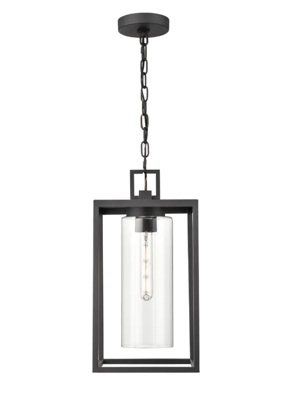 Ellway 1-Light Outdoor Hanging Lantern Textured Black — Warehouse Lighting LED Landscape Lights 100.0W 