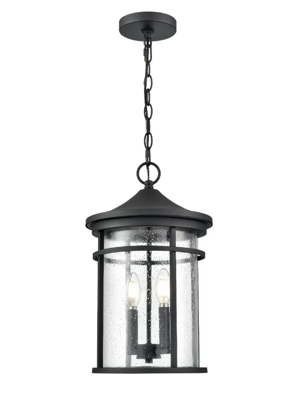 Namath 2-Light Outdoor Hanging Lantern Textured Black — Warehouse Lighting LED Landscape Lights 80.0W 