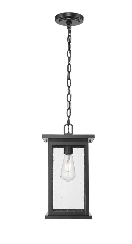 Bowton 1-Light Outdoor Hanging Lantern Powder Coated Black — Warehouse Lighting LED Landscape Lights 100.0W 