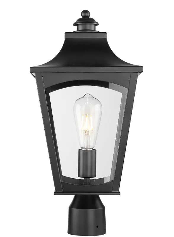 Curry 1-Light Outdoor Post Lantern Powder Coated Black — Warehouse Lighting LED Lighting Controls 60.0W 
