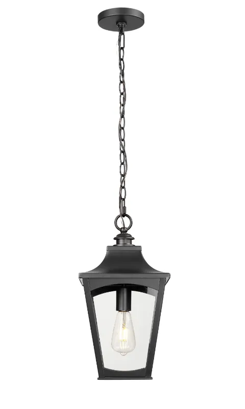 Curry 1-Light Outdoor Hanging Lantern Powder Coated Black — Warehouse Lighting LED Landscape Lights 60.0W 