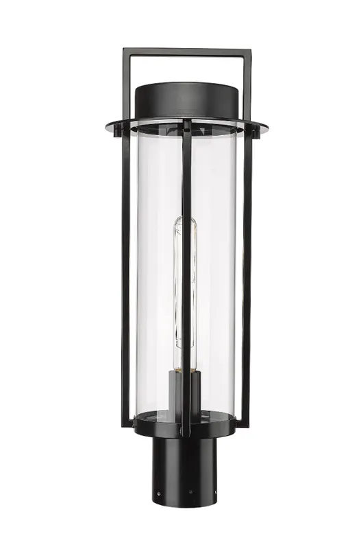 Russell 1-Light Outdoor Post Lantern Powder Coated Black — Warehouse Lighting LED Lighting Controls 60.0W 