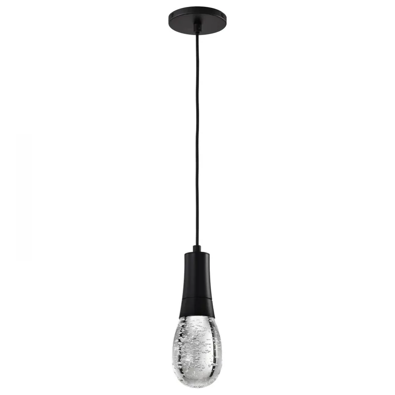 Lacey; 4 Inch LED Pendant; RGB/TW; Starfish Enabled; Matte Black with K9 Bubble Crystal — Warehouse Lighting LED Landscape Lights 11.5W 