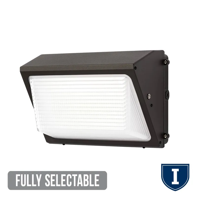 Independence LED Wall Pack, 10,760 Lumen Max, Wattage and CCT Selectable, 120-277V or 347-480V, Bronze — Warehouse Lighting LED Wall Lights  