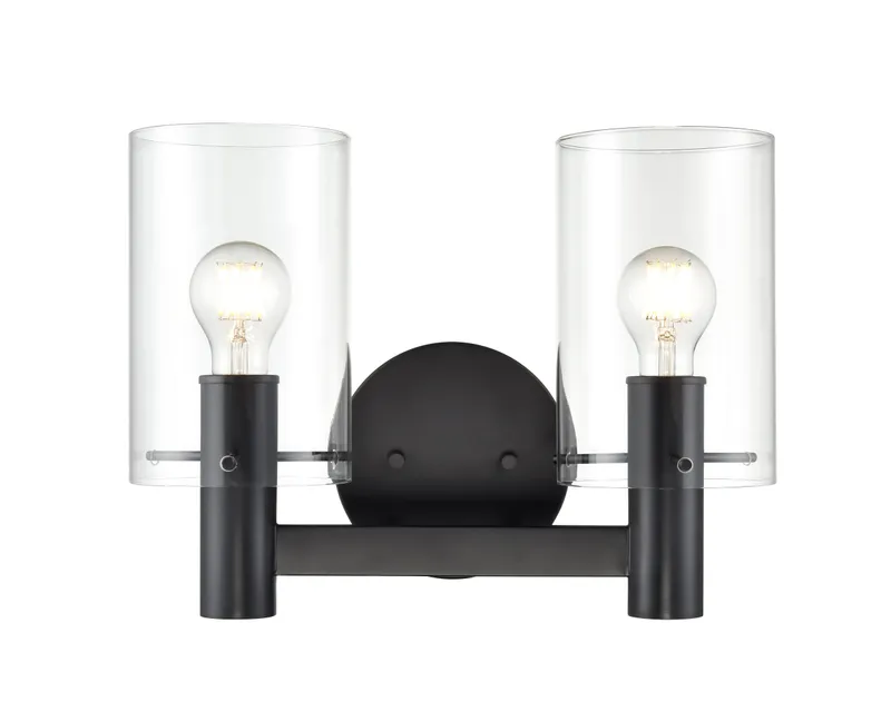 2 Light Vanity, Apolla Collection, Matte Black or Vintage Brass — Warehouse Lighting LED Wall Lights 150.0W 