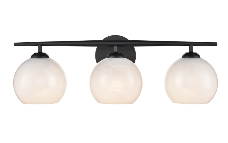 3-Light Vanity, Kimorra Collection, Matte Black or Vintage Brass Finish — Warehouse Lighting LED Wall Lights 60.0W 