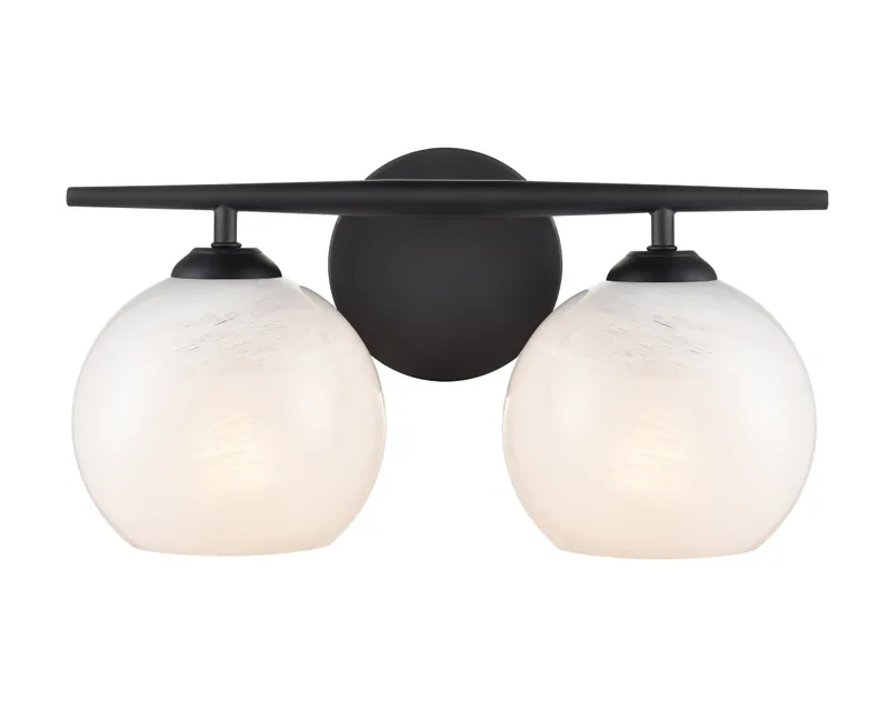 2 Light Vanity, Kimorra Collection, Matte Black or Vintage Brass Finish — Warehouse Lighting LED Wall Lights 60.0W 