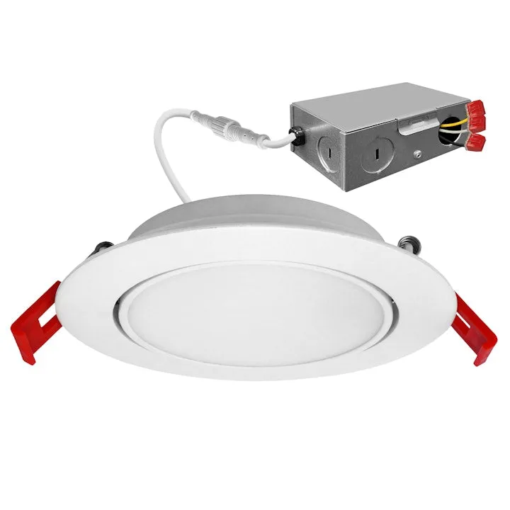 4" External J-Box Adjustable Downlight: Slim-Line, 600 Lumens, 9W, CCT Selectable, 120V — Warehouse Lighting LED Downlights 9.0W 2700K